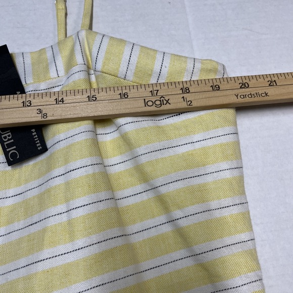 Banana Republic Jumpsuit Yellow Striped Linen Blend Wide Leg Cropped Size 14 - Picture 8 of 13